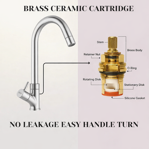 Pluto Swan Neck Sink Faucet • Chrome Brass