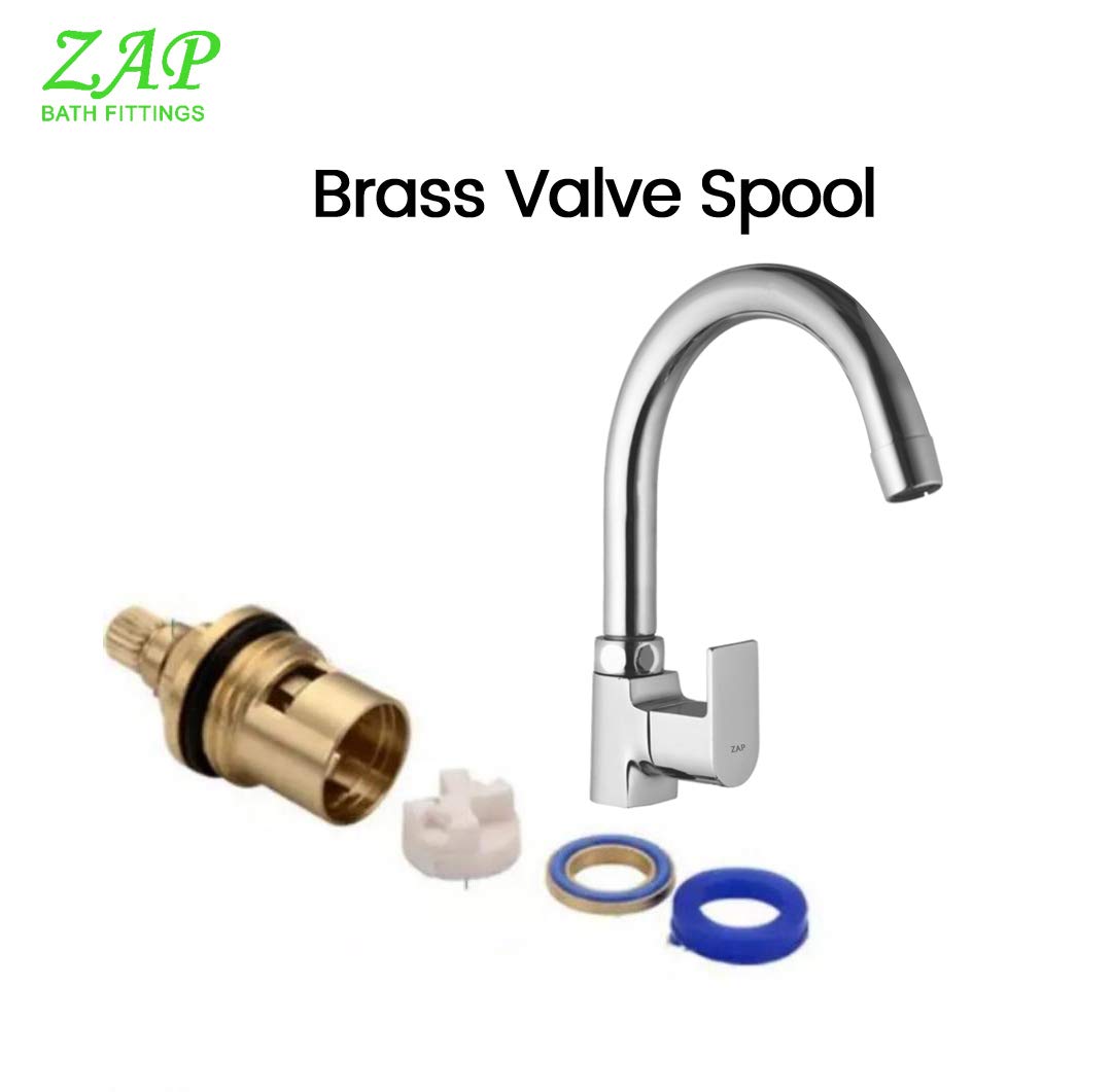 Zap Bolt Swan Neck Kitchen Faucet Tap | 100% Brass | Chrome Finish | Single Lever Mixer | Swivel Spout | Hot & Cold Water | Sink Tap for Modular Kitchens & Utility