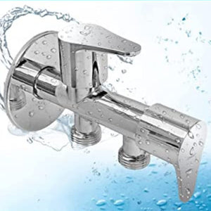 ZAP 2-in-1 Brass Angle Valve | Heavy-Duty Chrome Finish Dual Outlet Valve with Wall Flange | Quarter Turn 2-Way Tap for Bathroom, Kitchen, Geyser, Jet Spray & Basin | 15mm BSP | Made in India