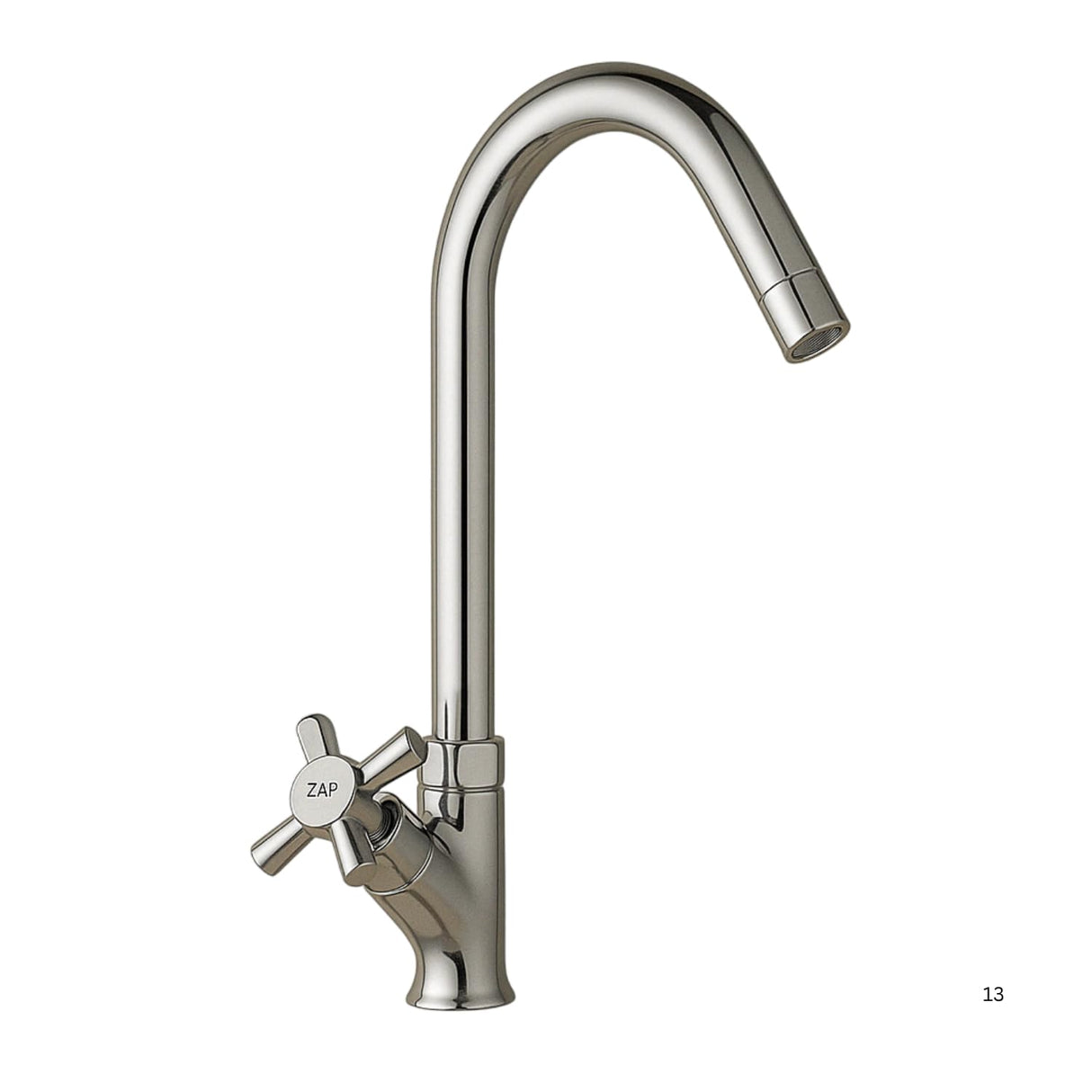 Zap Caster Light Swan Neck Tap for Kitchen & Bathroom | Brass Body, Chrome Finish | Table/Deck Mounted | Sleek Durable Design | Soft Flow Water Faucet
