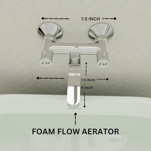 ZAP Elixir Series Brass Wall Mixer Tap | Non-Telephonic Design | Chrome Finish Bathroom Faucet | Wall-Mounted Hot & Cold Water Mixer | Durable Brass Construction | Modern Bathroom Fittings