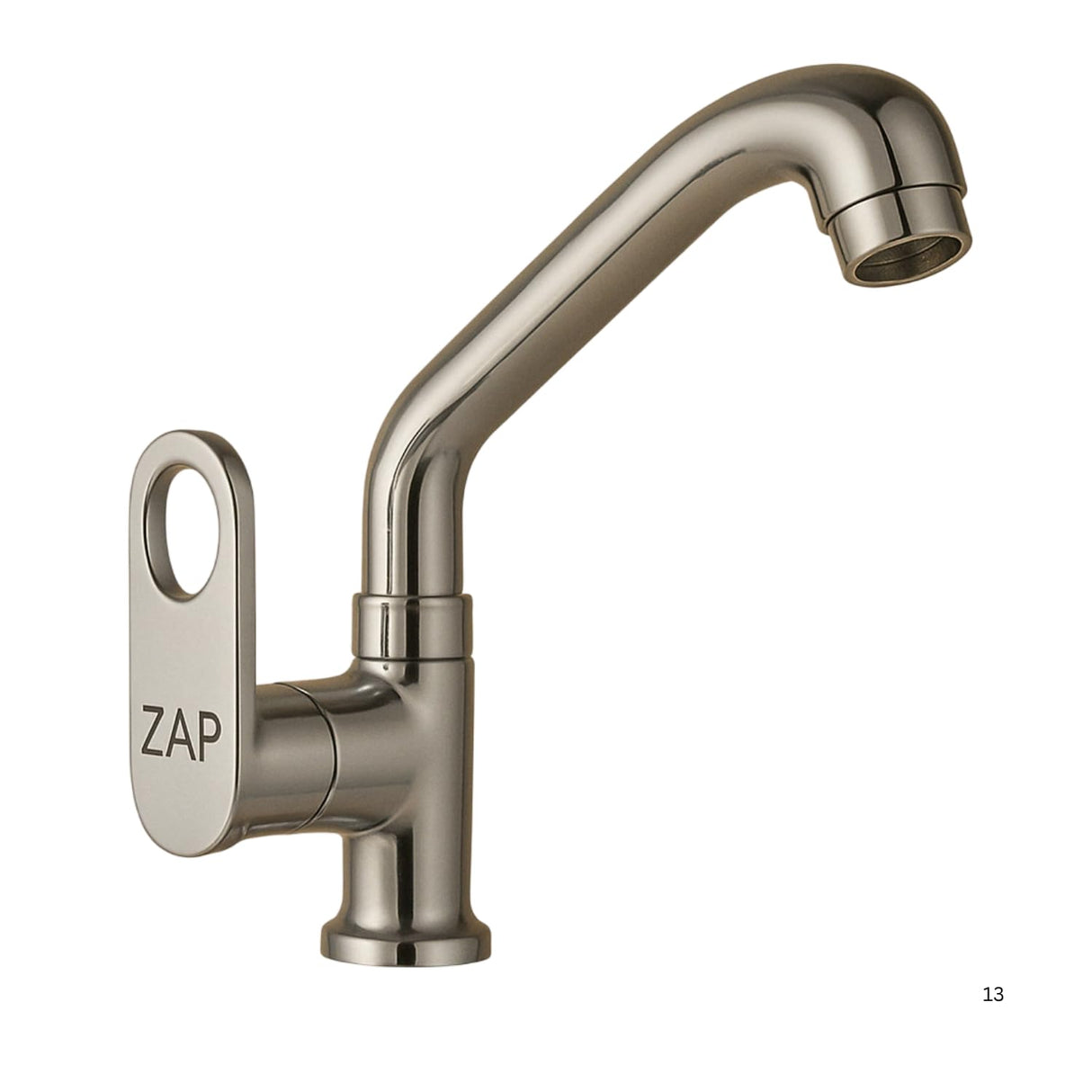 Zap Geo Heavy Swan Neck Tap for Kitchen & Bathroom | Brass Body, Chrome Finish | Table/Deck Mounted | Sleek Durable Design | Soft Flow Water Faucet