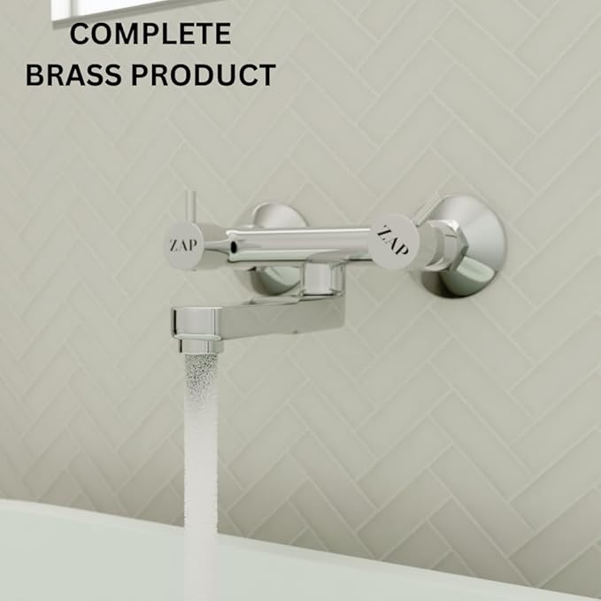 ZAP Elixir Series Brass Wall Mixer Tap | Non-Telephonic Design | Chrome Finish Bathroom Faucet | Wall-Mounted Hot & Cold Water Mixer | Durable Brass Construction | Modern Bathroom Fittings