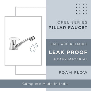 ZAP Opel Series Pillar Faucet – Stainless Steel Finish Basin Tap with Foam Flow | Rust-Free, High Tensile Strength Faucet for Bathroom, Kitchen, & Home Wash Basins