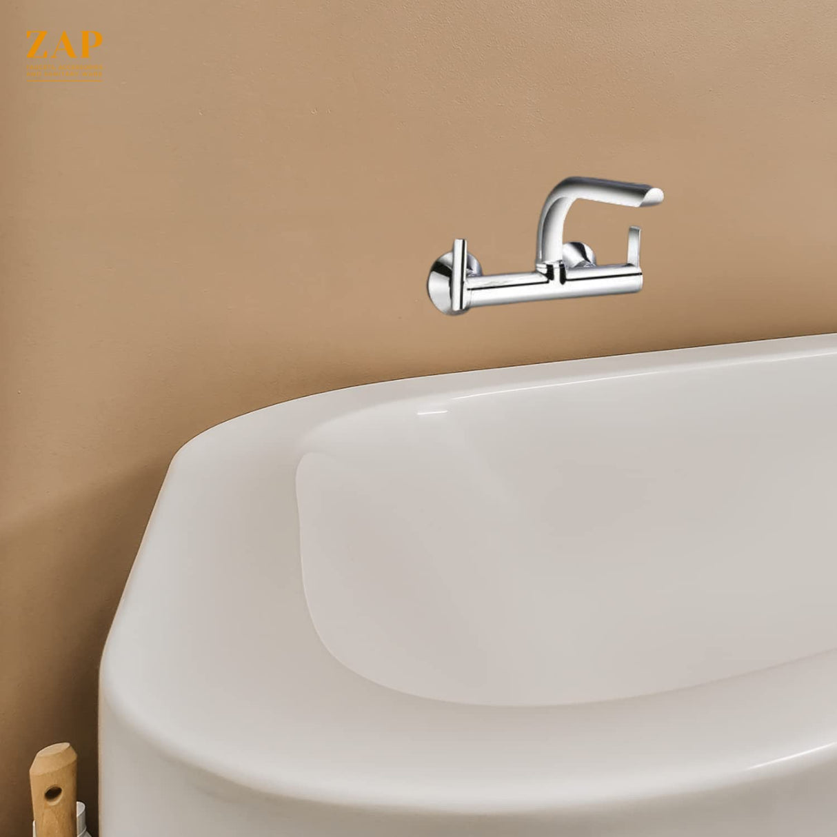 ZAP Ultra Cube Series Brass Sink Mixer – Wall Mounted Kitchen Tap with Swinging Spout | Hot & Cold Water Mixer for Home, Kitchen, and Bar Sinks | Chrome Finish Faucet