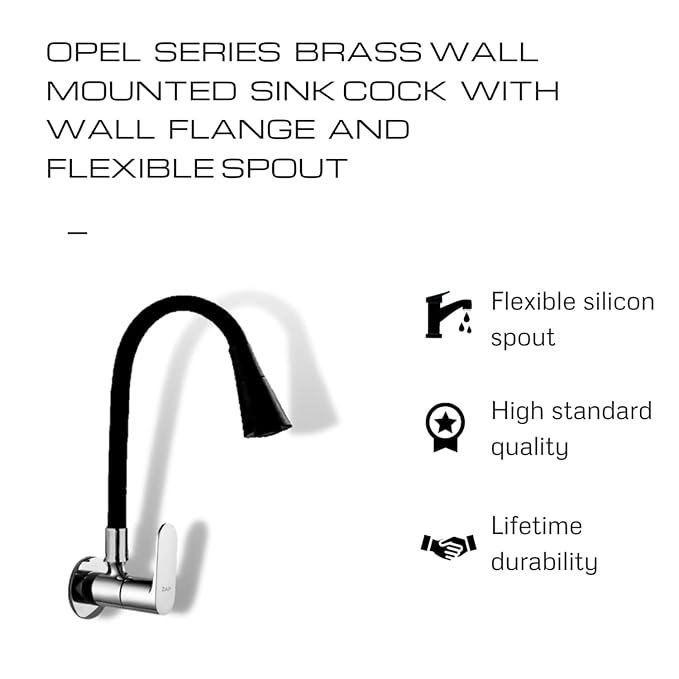 ZAP Opel Flexible Kitchen Sink Tap with Pull-Down Sprayer | 360° Rotatable Silicone Faucet | Dual Flow Water Outlet | Black | Durable Brass Body
