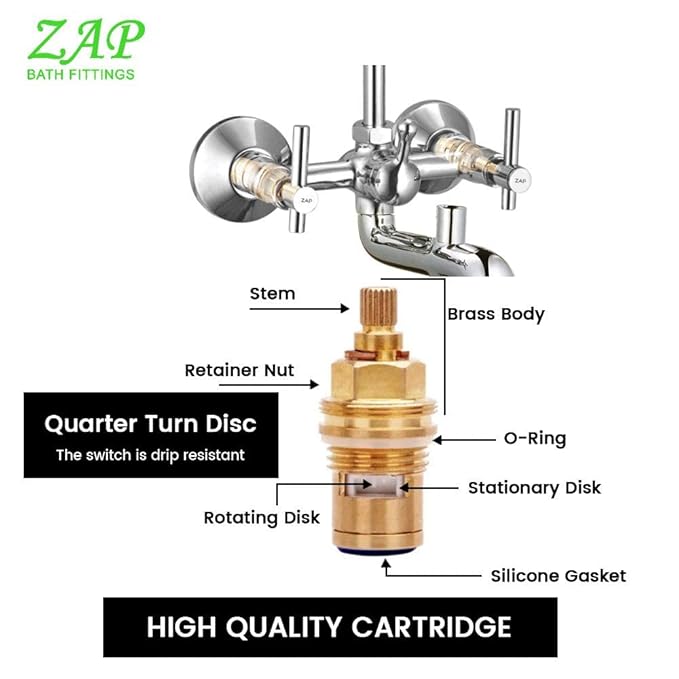 Terrim Chrome 3-in-1 Wall Mixer with Shower System & Bend Pipe