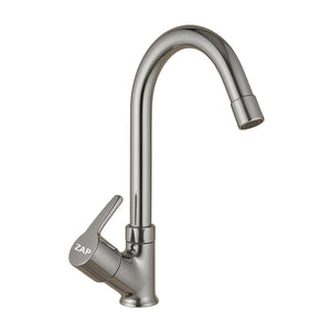 Zap Soft Light Swan Neck Tap for Kitchen & Bathroom | Brass Body, Chrome Finish | Table/Deck Mounted | Sleek Durable Design | Soft Flow Water Faucet