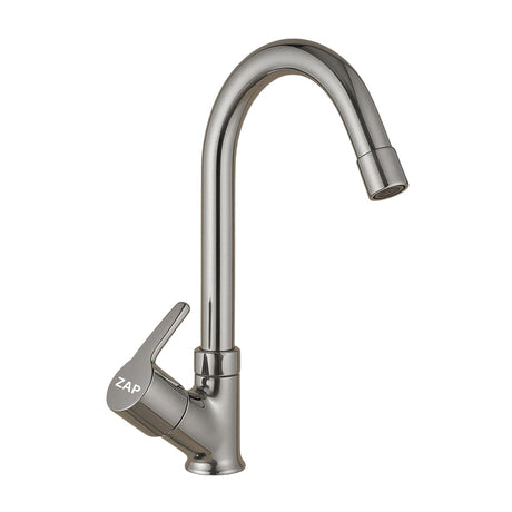 Zap Soft Light Swan Neck Tap for Kitchen & Bathroom | Brass Body, Chrome Finish | Table/Deck Mounted | Sleek Durable Design | Soft Flow Water Faucet