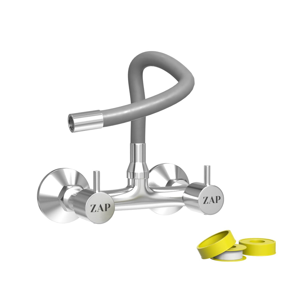 Elixir Seires Single Spout Sink Mixer, 7 Inch Spout Mixer, Brass Mixer, Silicone Spout Hot & Cold Water (Grey)