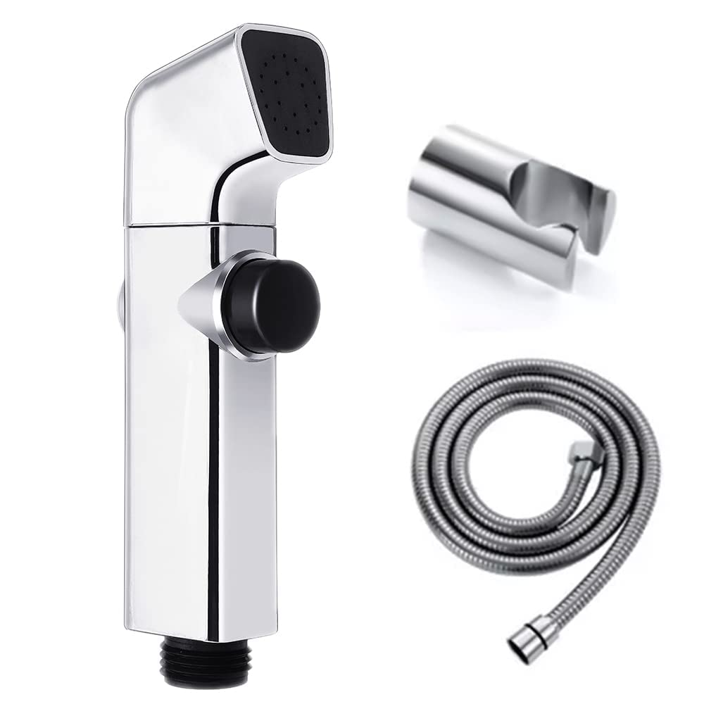 Trigger Sprayer ABS Health Faucet Handheld Spray Chrome Finish Bidet with Button (Faucet Gun Only)