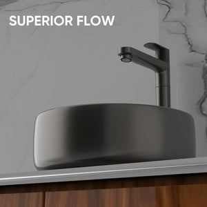 ZAP Ocean Series Brass Pillar Cock Tap 11-Inch Tall | Black PVD Coated Bathroom Faucet | Hot or Cold Water Tap for Wash Basin, Sink, Vanity | Stylish & Durable