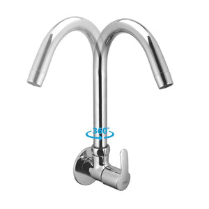 ZAP Prime Light Wall-Mount Kitchen Sink Tap | Chrome Finish Brass Sink Cock with Flange | Easy-to-Use Kitchen Tap for Home & Basin