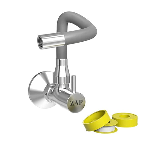 ZAP Elixir Brass Sink Cock | Modern Grey & Chrome Finish Kitchen Faucet | 360° Swivel Spout Tap | Wall Mounted | Rust-Resistant | Dual Flow with Water Saving Aerator | Ideal for Modular Kitchen