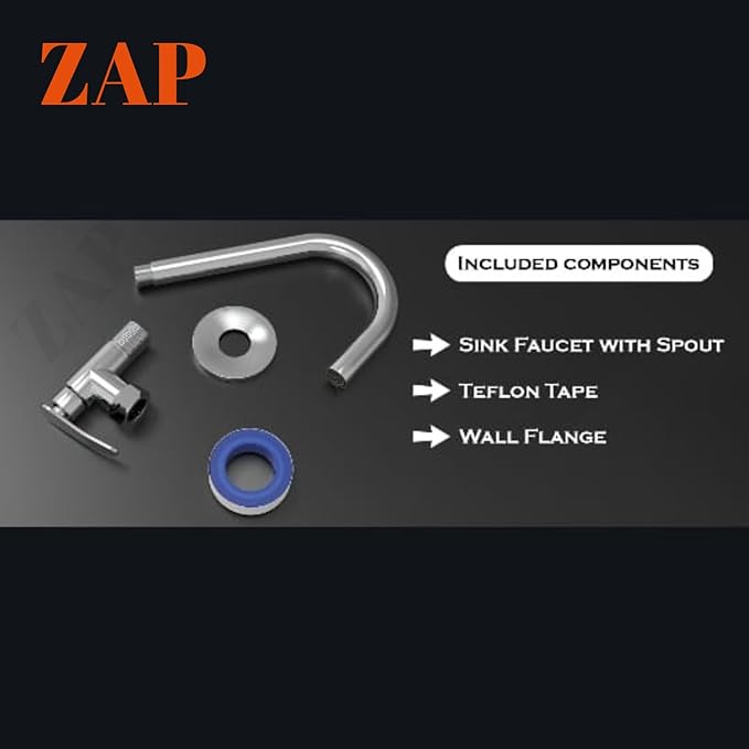 ZAP Elixir Kitchen Sink Tap with Wall Flange | 360° Swivel Spout | Brass Sink Cock Tap for Basin & Kitchen Sink | Chrome Finish | 7-Year Warranty