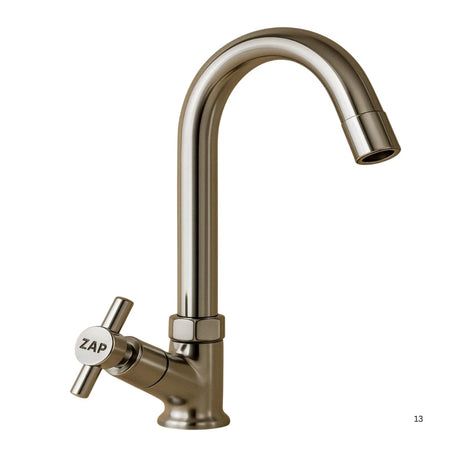 Zap Terrim Light Swan Neck Tap for Kitchen & Bathroom | Brass Body, Chrome Finish | Table/Deck Mounted | Sleek Durable Design | Soft Flow Water Faucet