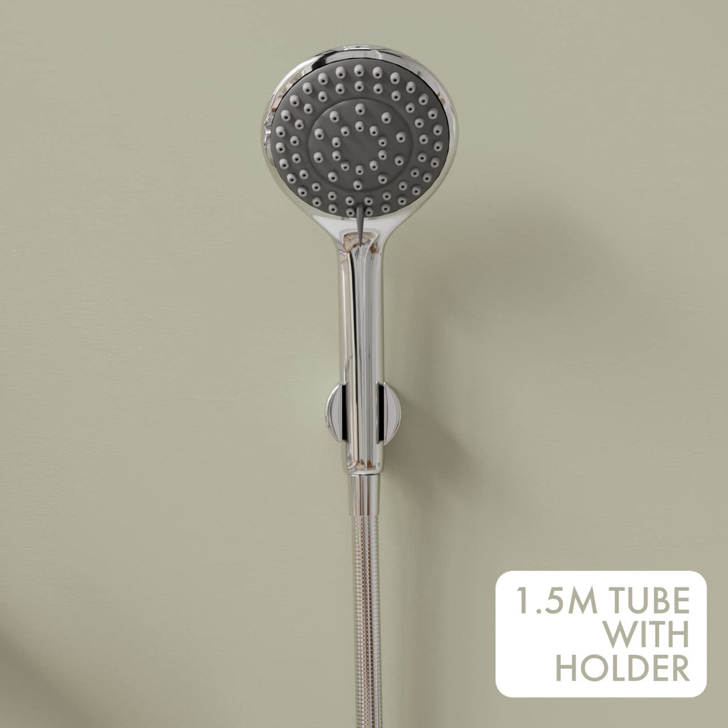 ZAP ARMX305 Arrow Series 3-in-1 Wall Mixer Tap Set | 100% Brass Bathroom Fitting with Overhead Shower, Hand Shower & 1.5m Hose | Chrome Finish | Wall Mounted | Made in India