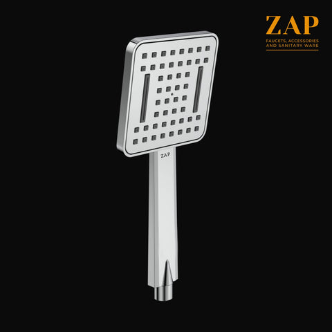 FX7653 Hand Shower With Flexible Silicone Nozzles, Stainless Steel Finish, Lightweight, Great Grip, Precise Water Flow (Ultra Modern Sleek, Rain and Soft Flow Water)