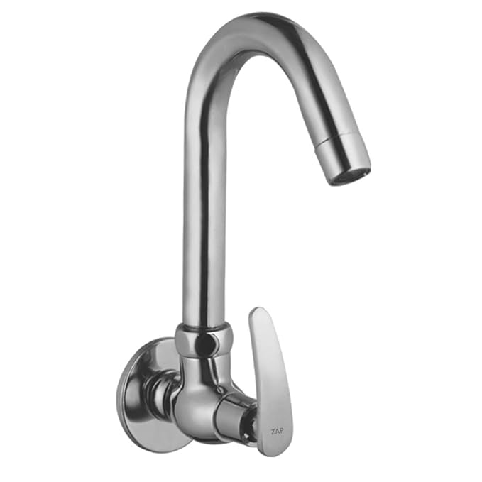 ZAP Arrow Light Wall-Mount Kitchen Sink Tap | Chrome Finish | Easy-to-Use Brass Sink Cock for Home & Kitchen