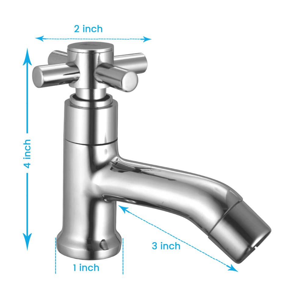 ZAP Caster Pillar Tap for Bathroom and Basin | Chrome Finish Stylish Water Faucet | Durable Brass Body | Hot or Cold Water Tap