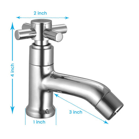 ZAP Caster Pillar Tap for Bathroom and Basin | Chrome Finish Stylish Water Faucet | Durable Brass Body | Hot or Cold Water Tap