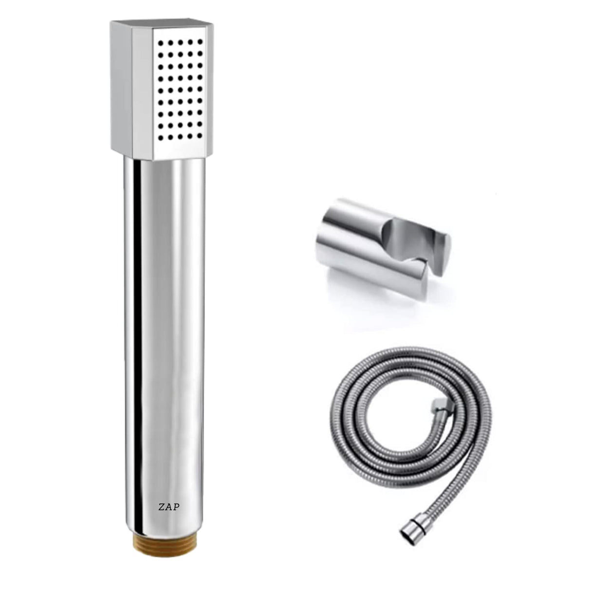 ZX5534 Hand Shower with Stand and Hose Pipe Flexible Silicone Nozzles, Stainless Steel Finish, Lightweight, Great Grip, Precise Water Flow(Ultra Modern Sleek, Rain, Soft & Rain, Massage Spray)