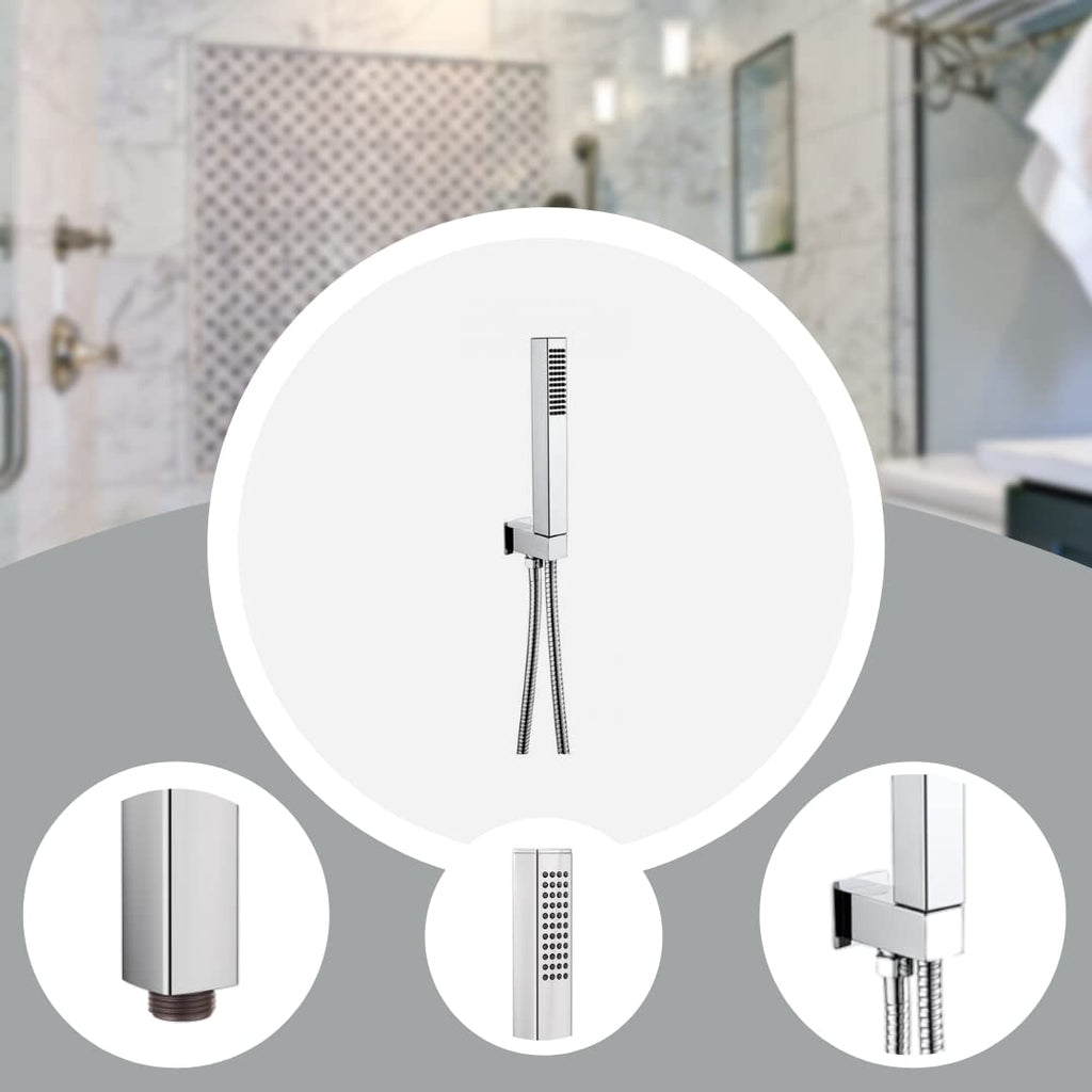 HS-005 Cube Series Hand Held Shower High Pressure Chrome Universal Wand Shower Heads ABS & Chrome Finish Only Hand Shower (Without Hose & Bracket) Set of (1)