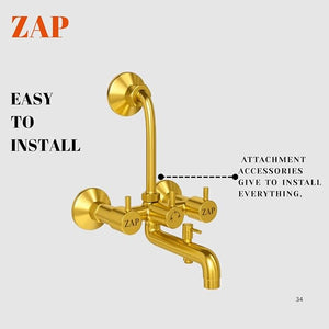 Elixir 3-in-1 Wall Mixer Tap with Overhead Shower, Hand Shower & Long Bend Pipe