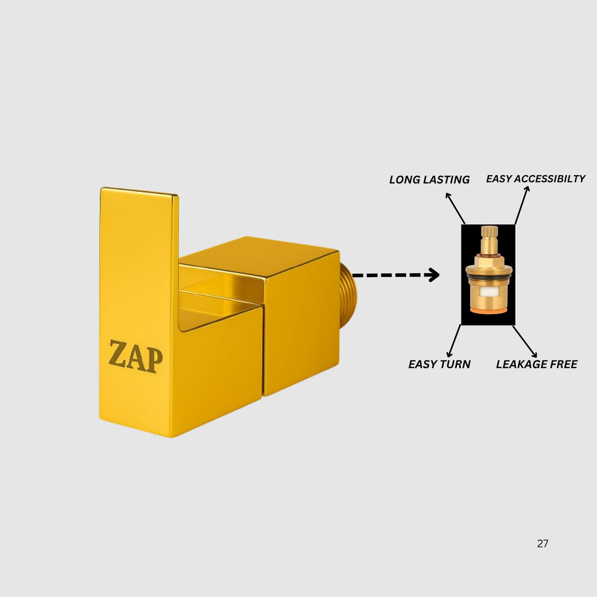 Skoda Angle Valve Gold square suitable for bathroom and kitchen