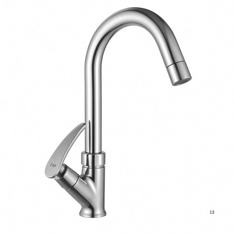 ZAP Arrow Light Swan Neck Tap | Brass Chrome Faucet for Kitchen & Bath