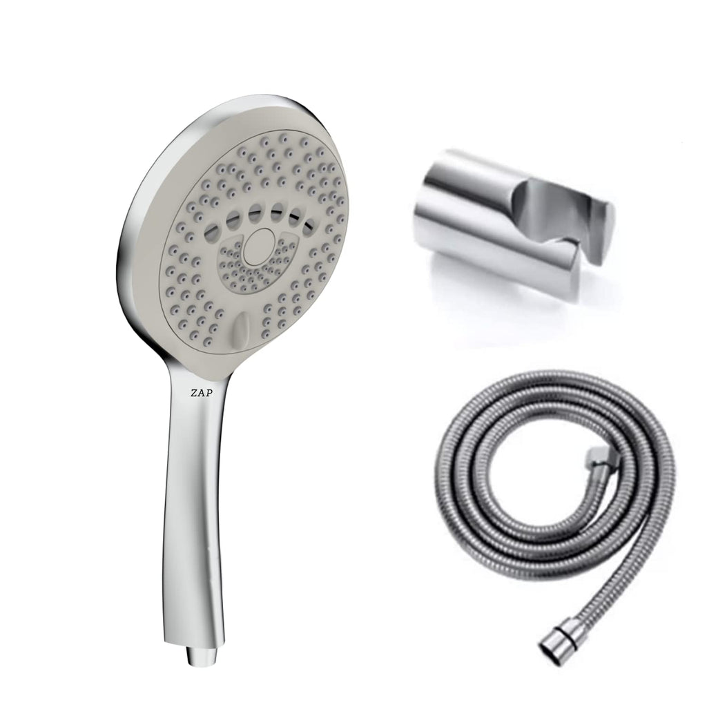 BX8864 Hand Shower with Stand and Hose Pipe, Flexible Silicone Nozzles, Stainless Steel Finish, Lightweight, Great Grip, Precise Water Flow(Ultra Modern Sleek, Rain, Soft, Massage, Rain & Massage, Rain & Soft Spray)