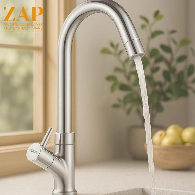 Pluto Brass Sleek Chrome Swan Neck Sink Tap