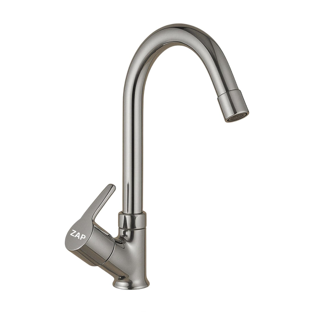 Zap Ocean Heavy Neck Tap for Kitchen/Bathroom | Brass Body, Chrome Finish | Soft Water Flow | Table/Deck Mounted | Sleek & Durable Faucet for Wash Basin & Sink