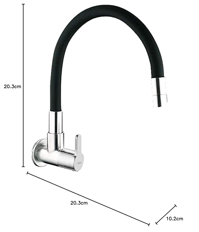 ZAP Brezza Flexible Kitchen Sink Tap with Pull-Down Sprayer | 360° Rotatable Silicone Faucet | Single Flow Water Outlet | Black | Durable Brass Body