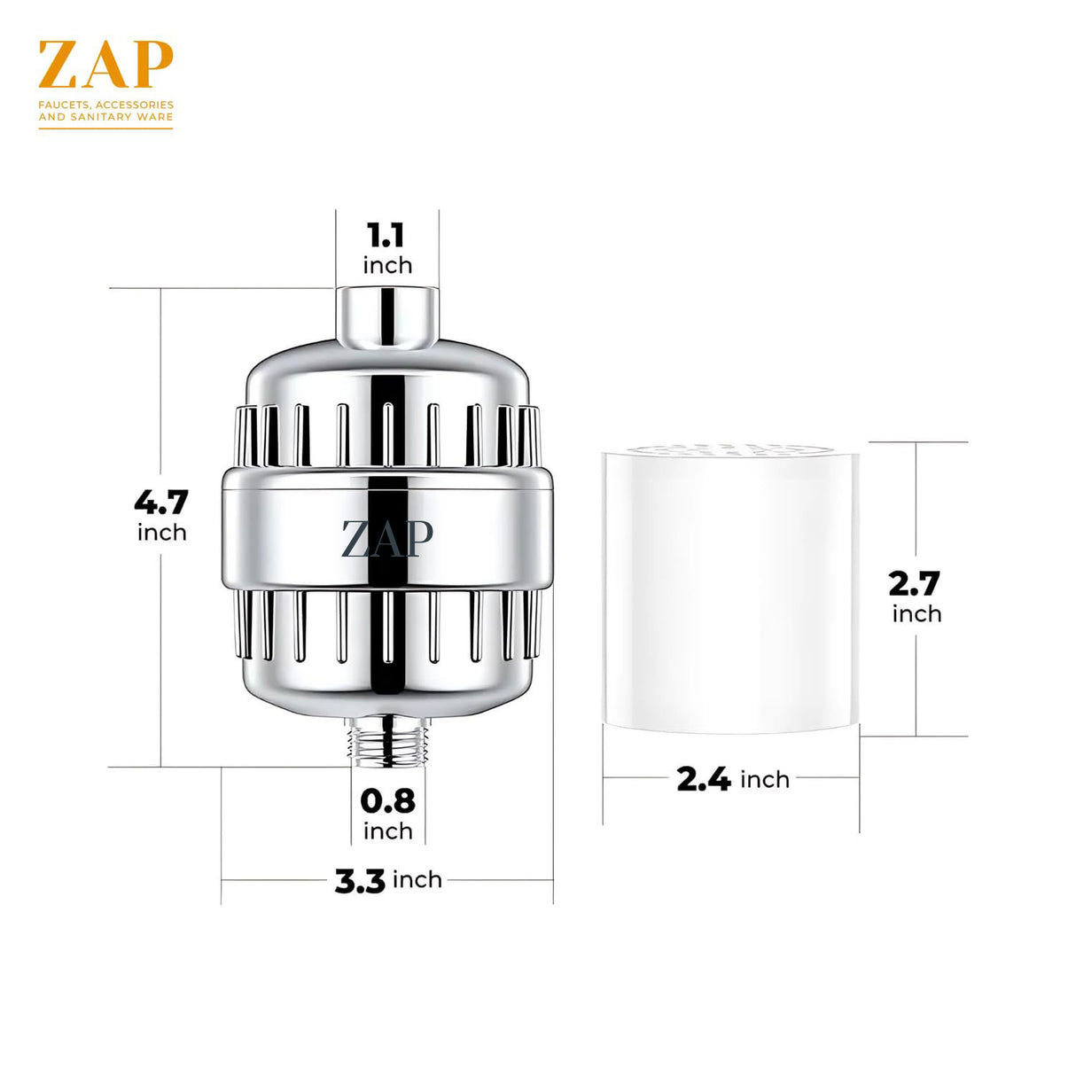 ZXFLTR-40 High Output Revitalizing Shower Filter - Reduces Dry Itchy Skin, Dandruff, Eczema, and Dramatically Improves The Condition of Your Skin, Hair and Nails - Chrome (SF100)