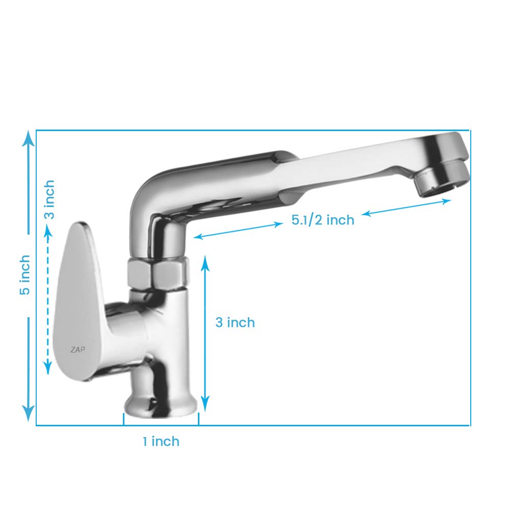 ZAP Brezza Brass Swan Neck Tap – 20x3 Inch Chrome Finish Kitchen Sink Faucet | 360° Swivel Spout | Counter Mount Basin Tap for Home, Kitchen & Bathroom