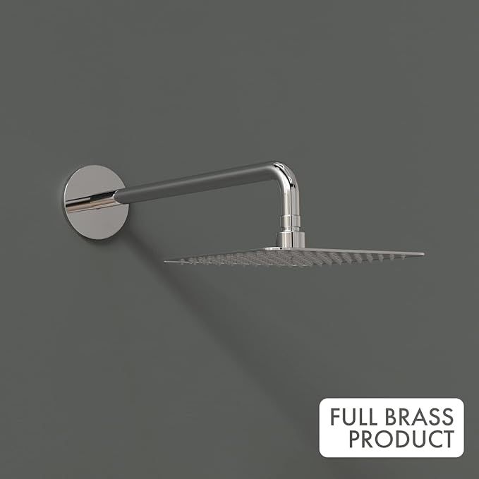 ZAP Elixir Series High Grade 100% Brass 3-in-1 Wall Mixer with Overhead Shower System and 125mm Long Bend Pipe, Chrome Finish