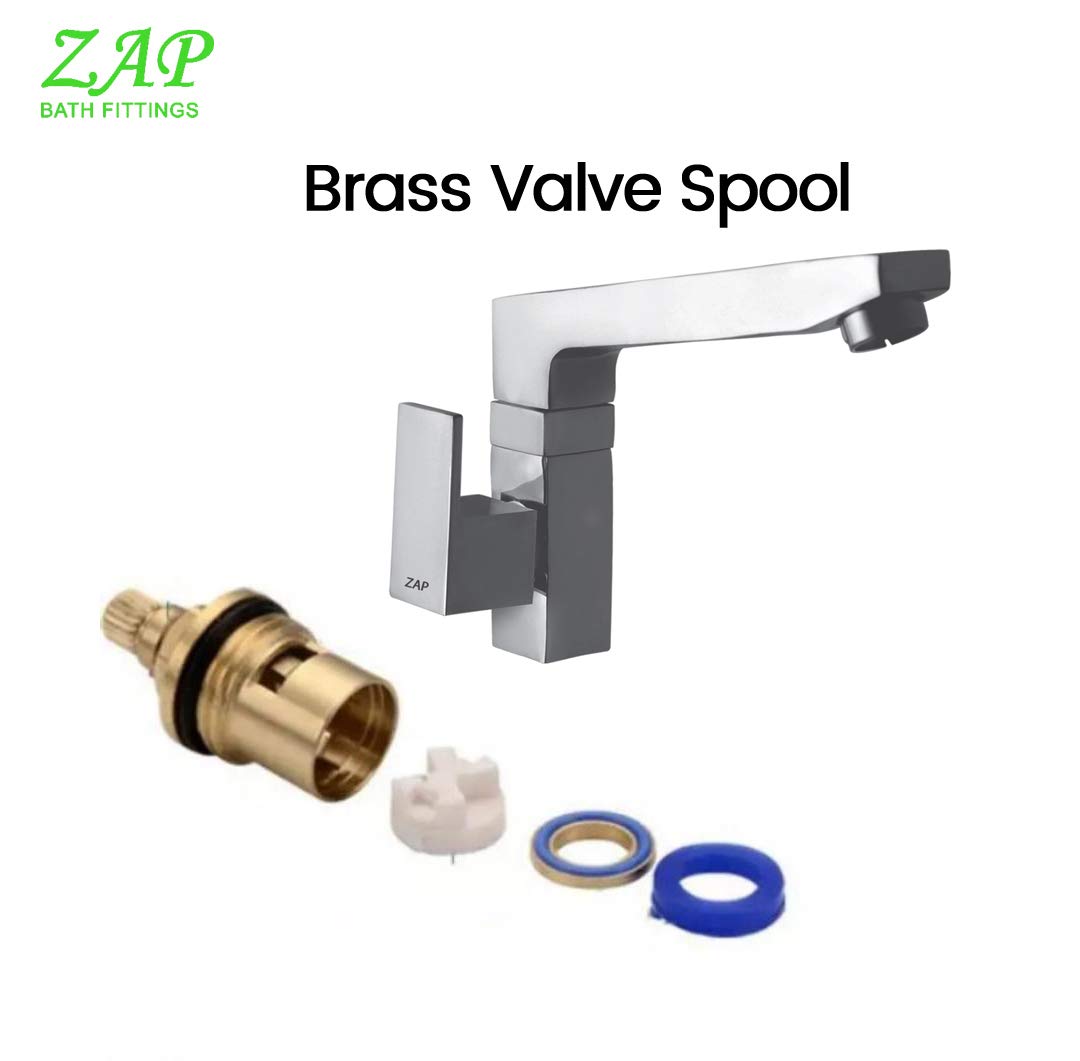Zap Skoda Brass Sink Tap Cock with 360° Swivel Spout | Wall Mounted Kitchen & Bathroom Faucet | Chrome Finish Water Tap | Heavy-Duty Brass Body | Anti-Rust, Durable & Stylish
