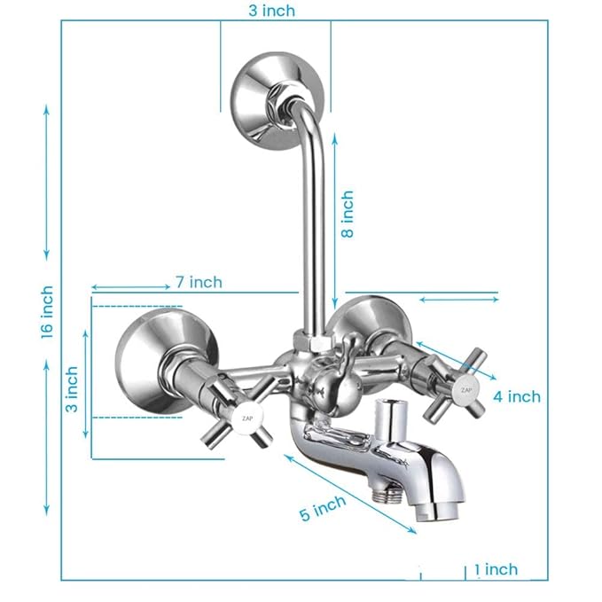 Caster 3-in-1 Wall Mixer with Overhead Shower Provision