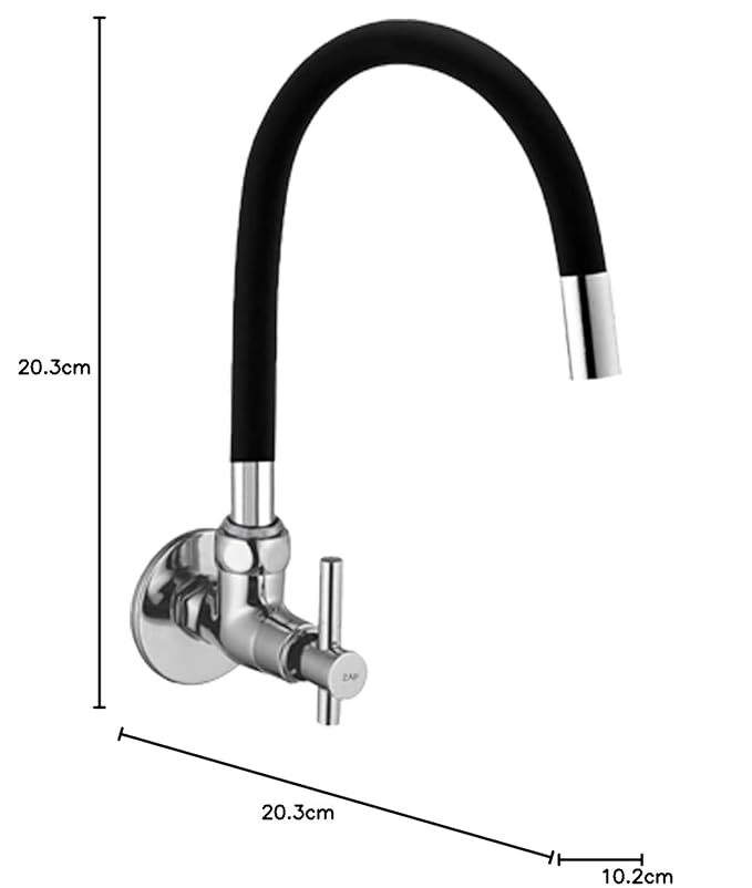 ZAP Terrim Flexible Kitchen Sink Tap with Pull-Down Sprayer | 360° Rotatable Silicone Faucet | Single Flow Water Outlet | Black | Durable Brass Body