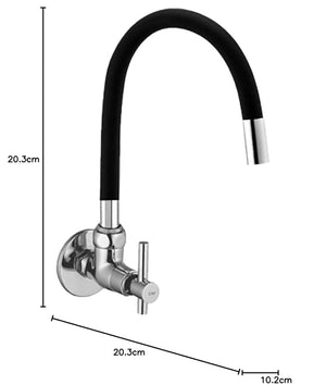 ZAP Terrim Flexible Kitchen Sink Tap with Pull-Down Sprayer | 360° Rotatable Silicone Faucet | Single Flow Water Outlet | Black | Durable Brass Body