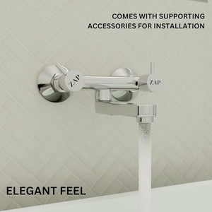 ZAP Elixir Series Brass Wall Mixer Tap | Non-Telephonic Design | Chrome Finish Bathroom Faucet | Wall-Mounted Hot & Cold Water Mixer | Durable Brass Construction | Modern Bathroom Fittings