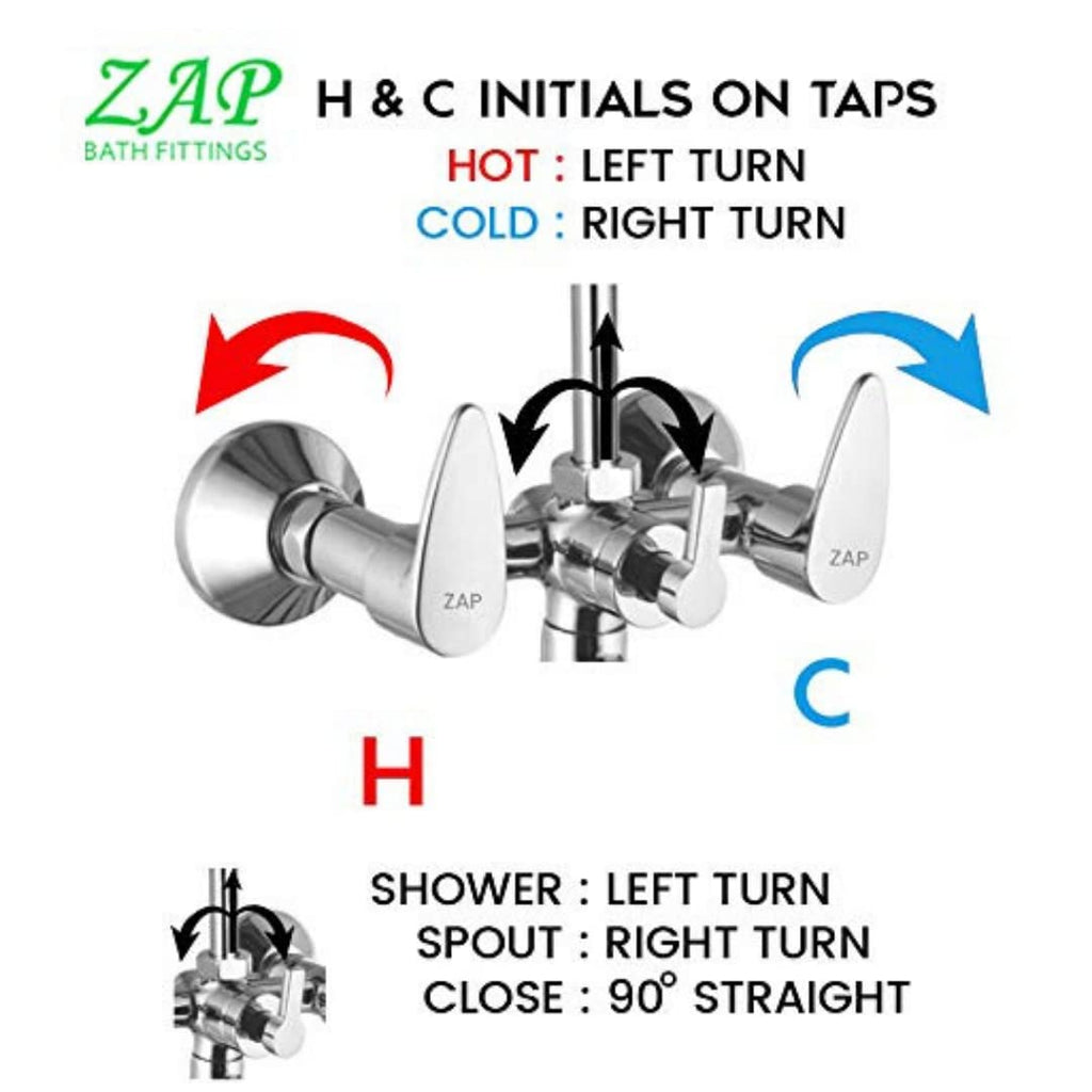 ZAP Breeza Series 100% High Grade Brass 3 in 1 Wall Mixer with Crutch & Multi Flow Hand Shower with 1.5 Meter Flexible Tube (Chrome) (Deluxe)
