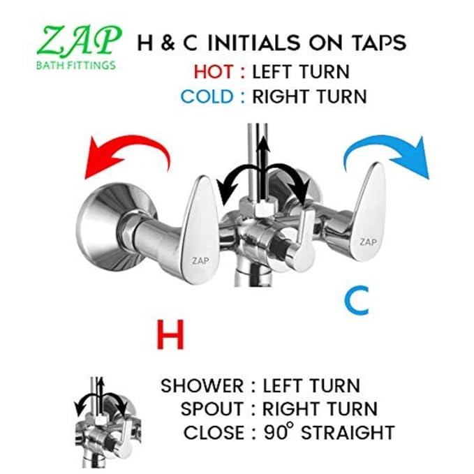 ZAP Brezza Series 2-in-1 Wall Mixer with Crutch | Brass Body with Multi-Flow Hand Shower & 1.5m Flexible Tube | Chrome Finish Deluxe Bathroom Fitting