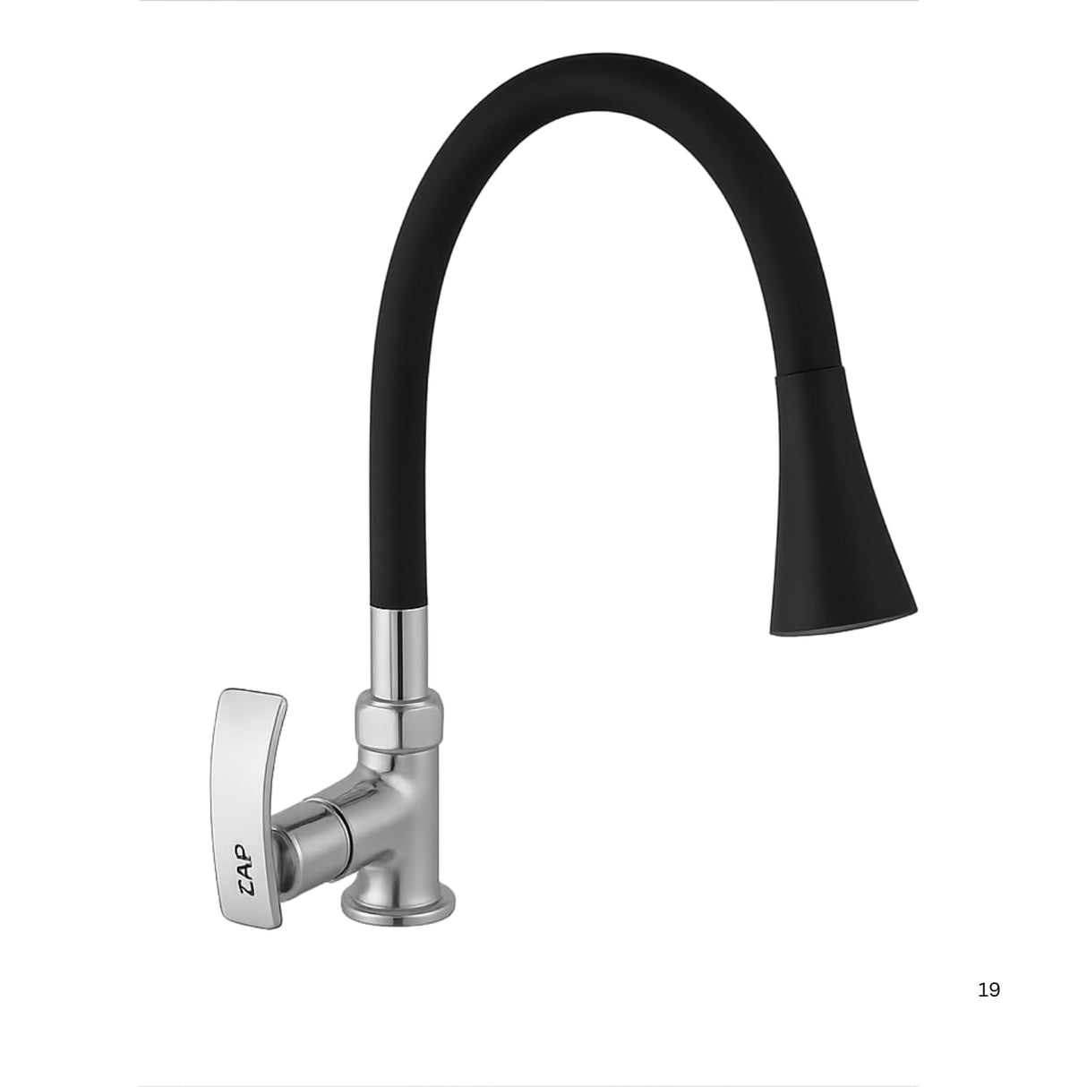 ZAP Soft High Grade Brass Kitchen Tap | Swan Neck Design | 360° Swivel Spout | Dual Flow | Flexible Silicone Spout | Rust-Proof | Hot & Cold Mixer | Chrome Finish