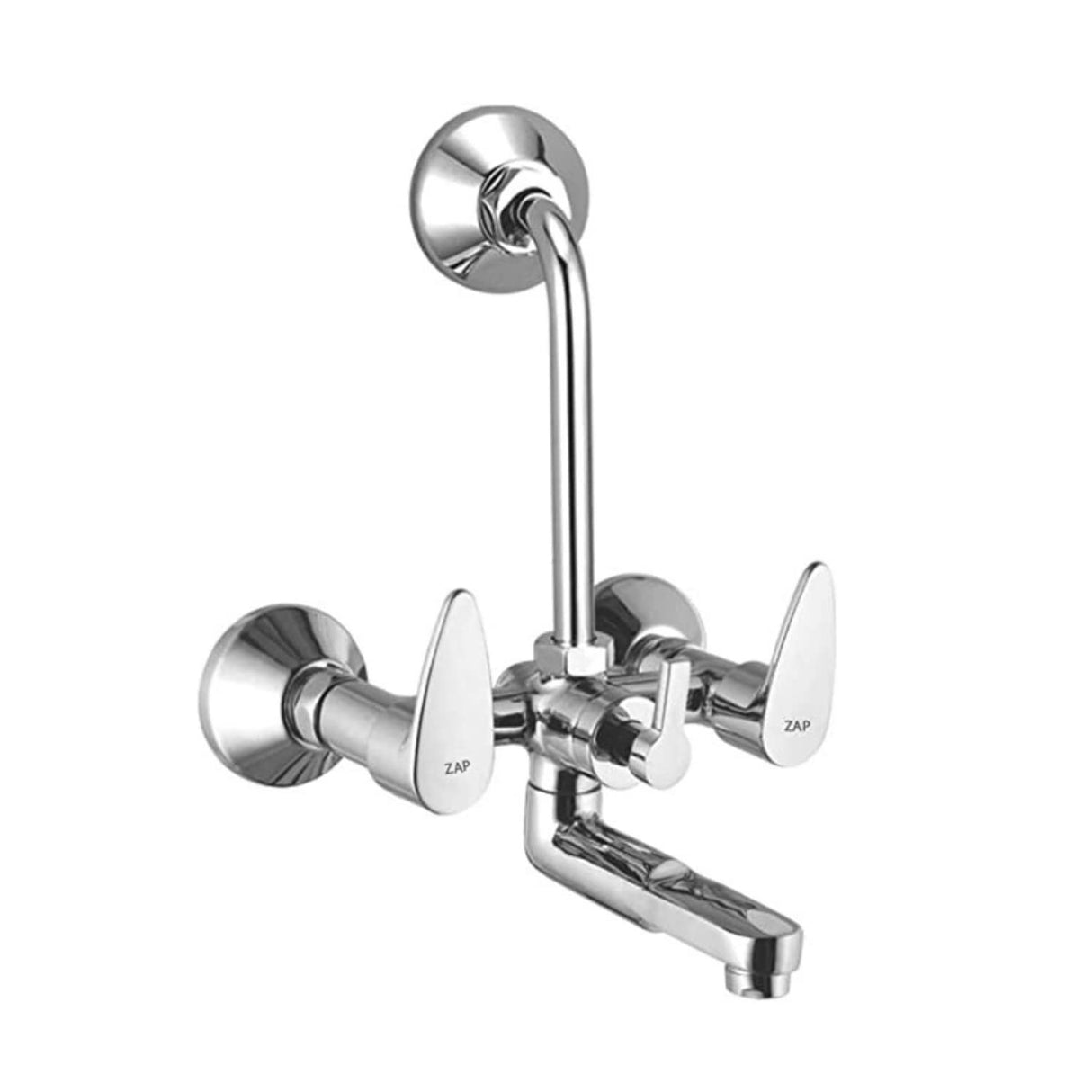 ZAP Brezza Series Bathroom Fittings Combo | 100% Brass | Includes 2-in-1 Wall Mixer, Pillar Cock, 2 Long Body Taps, 6 Angle Cocks (Washing Machine Compatible) | Chrome Finish | Made in India