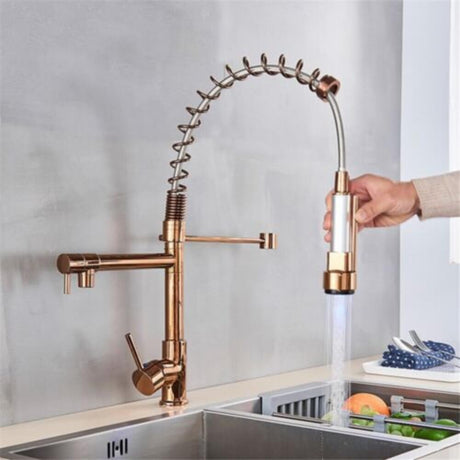 ZAP QZV023 Kitchen Faucet Pullout Fixture, Stainless Steel Ring, 360' Rotation, Spray Mode, Single Hand Operation