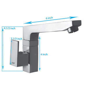 Zap Skoda Brass Sink Tap Cock with 360° Swivel Spout | Wall Mounted Kitchen & Bathroom Faucet | Chrome Finish Water Tap | Heavy-Duty Brass Body | Anti-Rust, Durable & Stylish