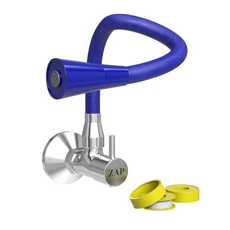 Blue Brass Sink Tap with Dual Flow Kitchen Faucet with Flexible Swivel Spout