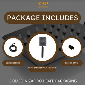Zap Ultra ZX 3452 Stainless Steel Handheld Shower | Square Design with Chrome Finish and High Pressure (With Hose Pipe)